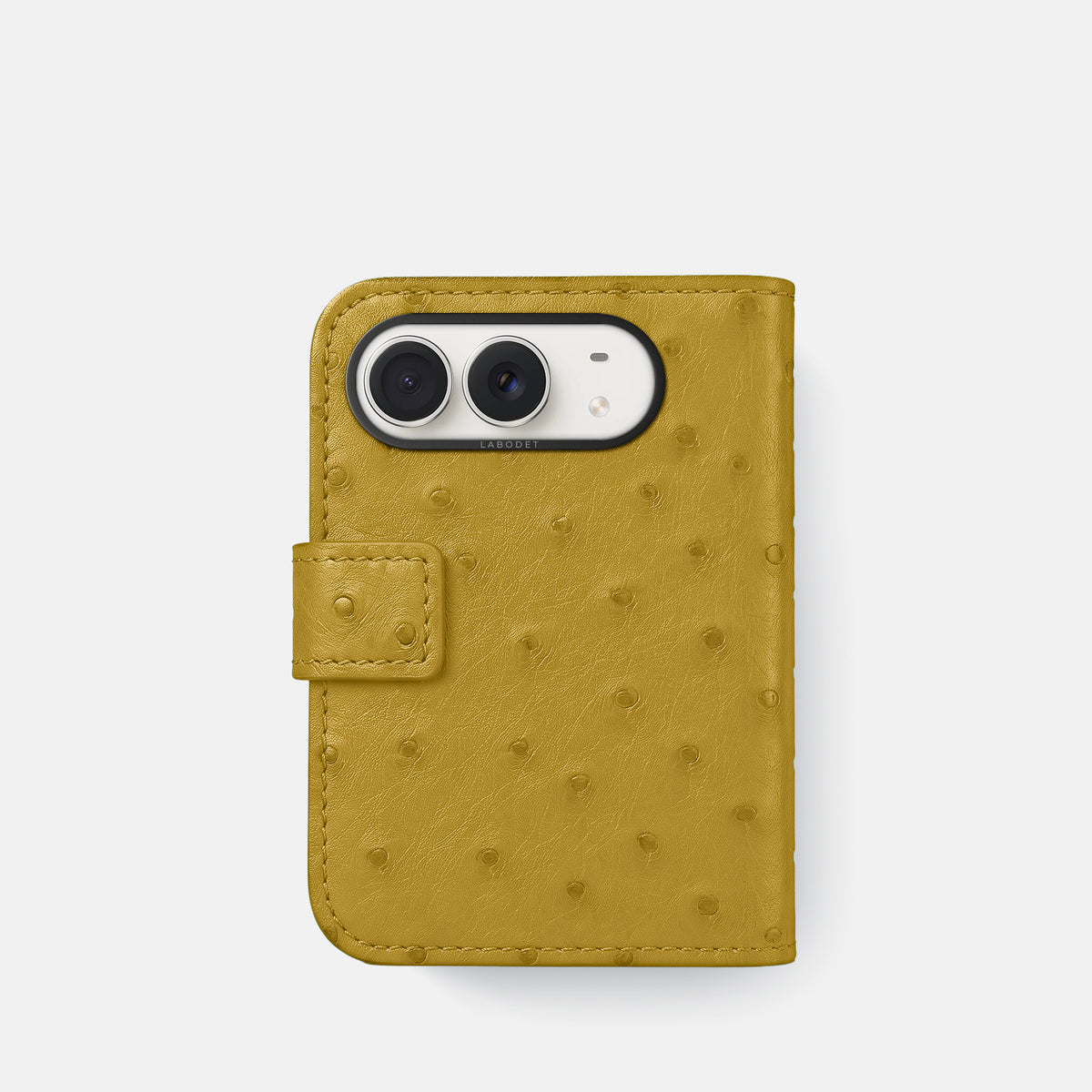 Folio Case For iPhone Duo In Ostrich -3 | Gold-Black