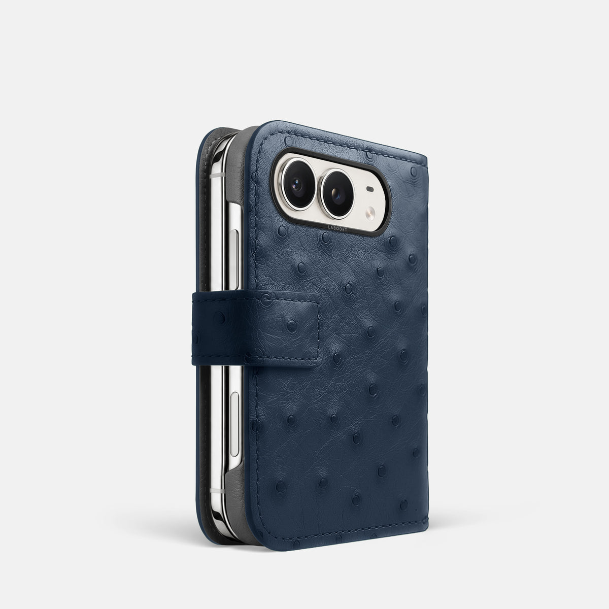 Folio Case For iPhone Duo In Ostrich -1 | Navy-Blue-Black