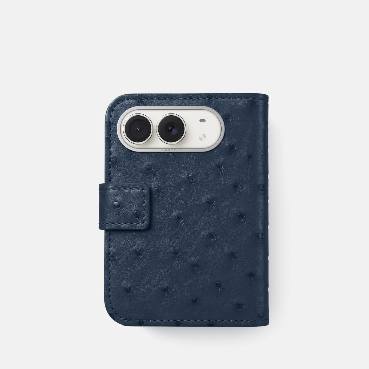 Folio Case For iPhone Duo In Ostrich -3 | Navy-Blue-Steel