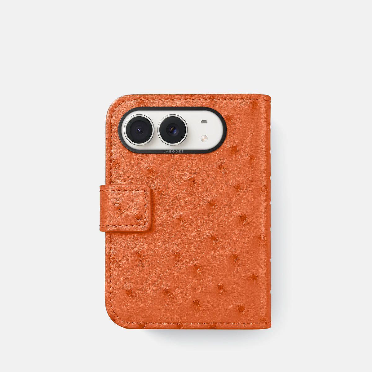 Folio Case For iPhone Duo In Ostrich -3 | Orange-Black