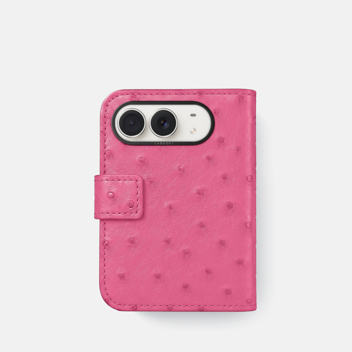 Folio Case For iPhone Duo In Ostrich -3 | Pink-Black