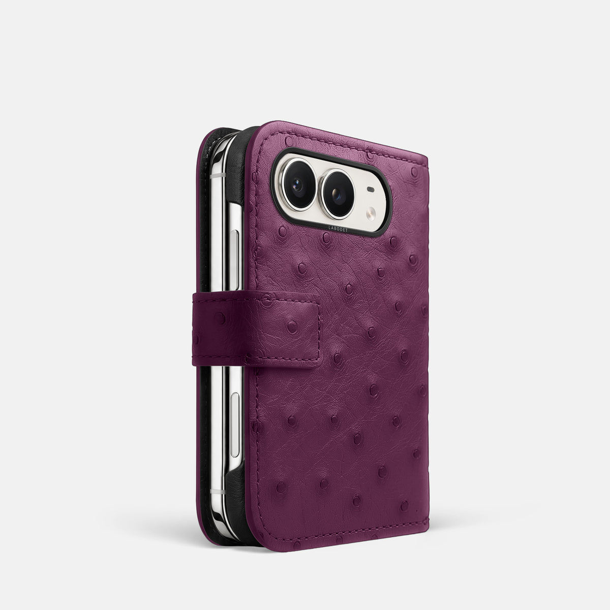 Folio Case For iPhone Duo In Ostrich -1 | Purple-Black
