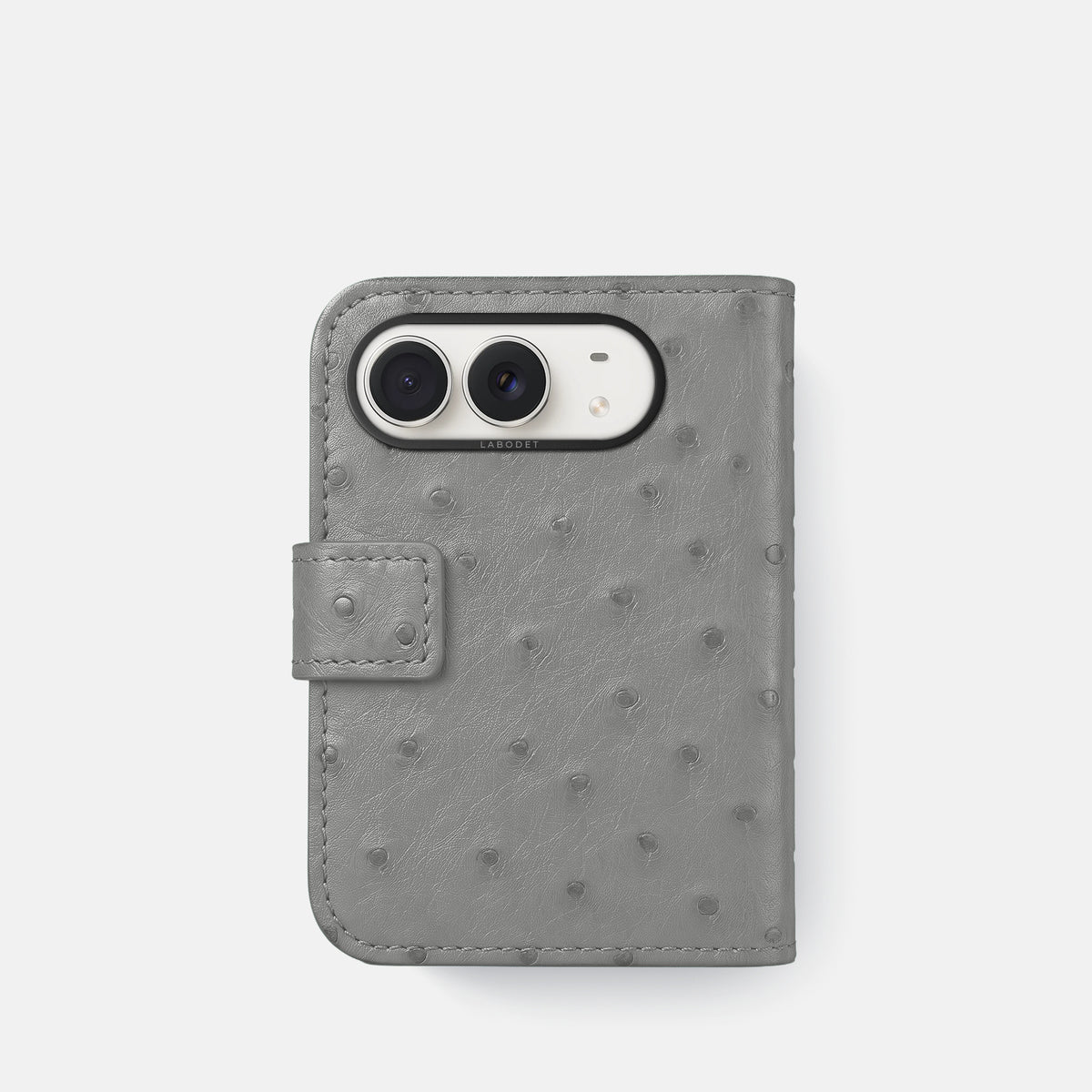 Folio Case For iPhone Duo In Ostrich -3 | Silver-Black