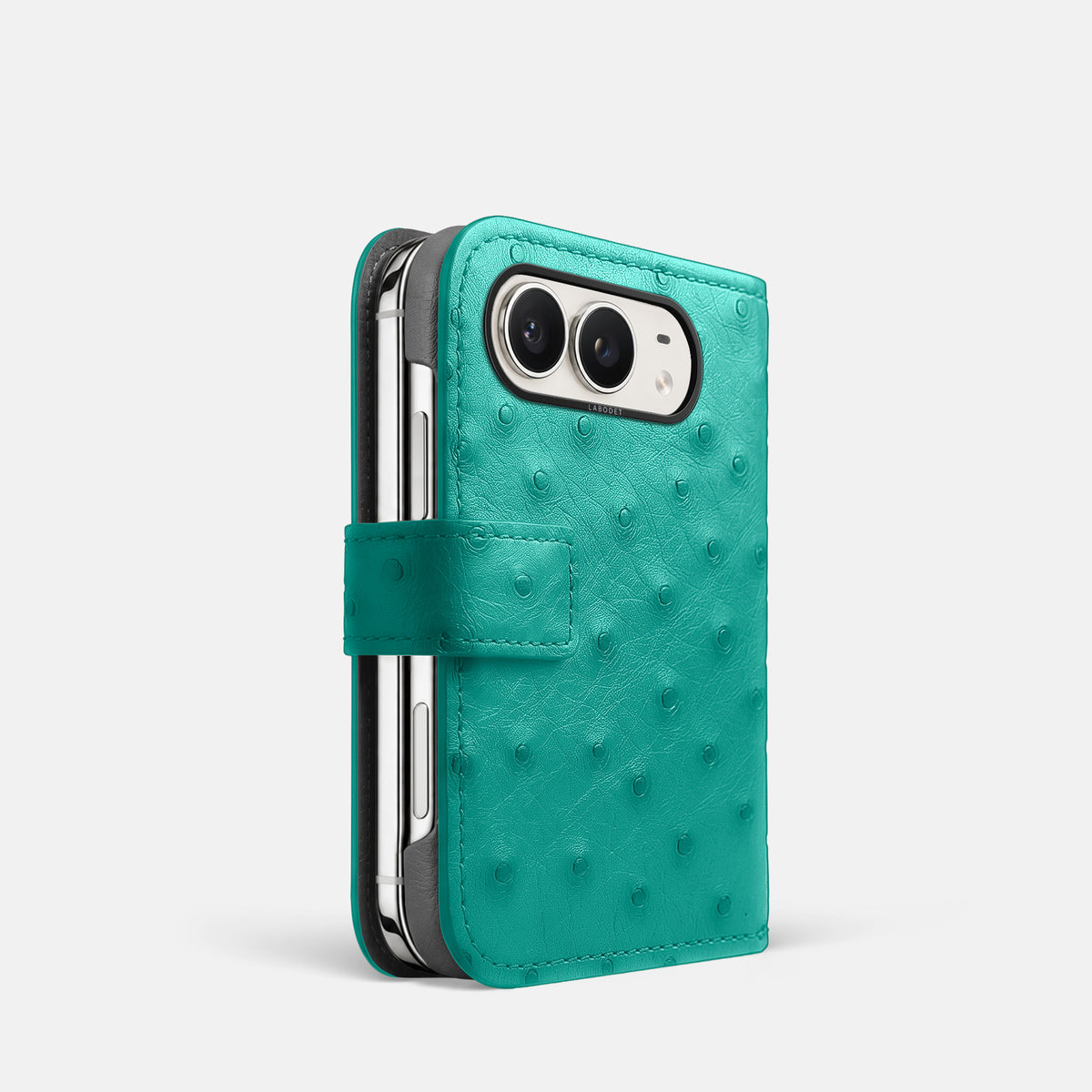 Folio Case For iPhone Duo In Ostrich -1 | Turquoise-Black