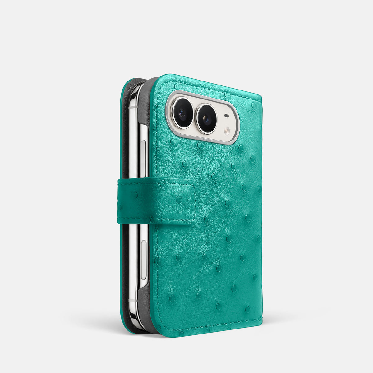 Folio Case For iPhone Duo In Ostrich -1 | Turquoise-Steel