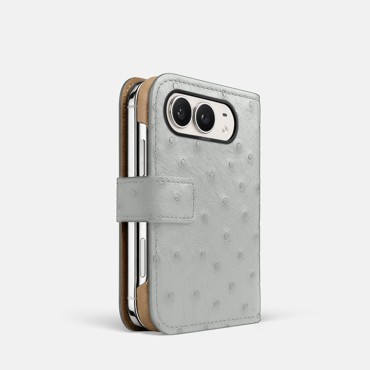 Folio Case For iPhone Duo In Ostrich -1 | White-Black