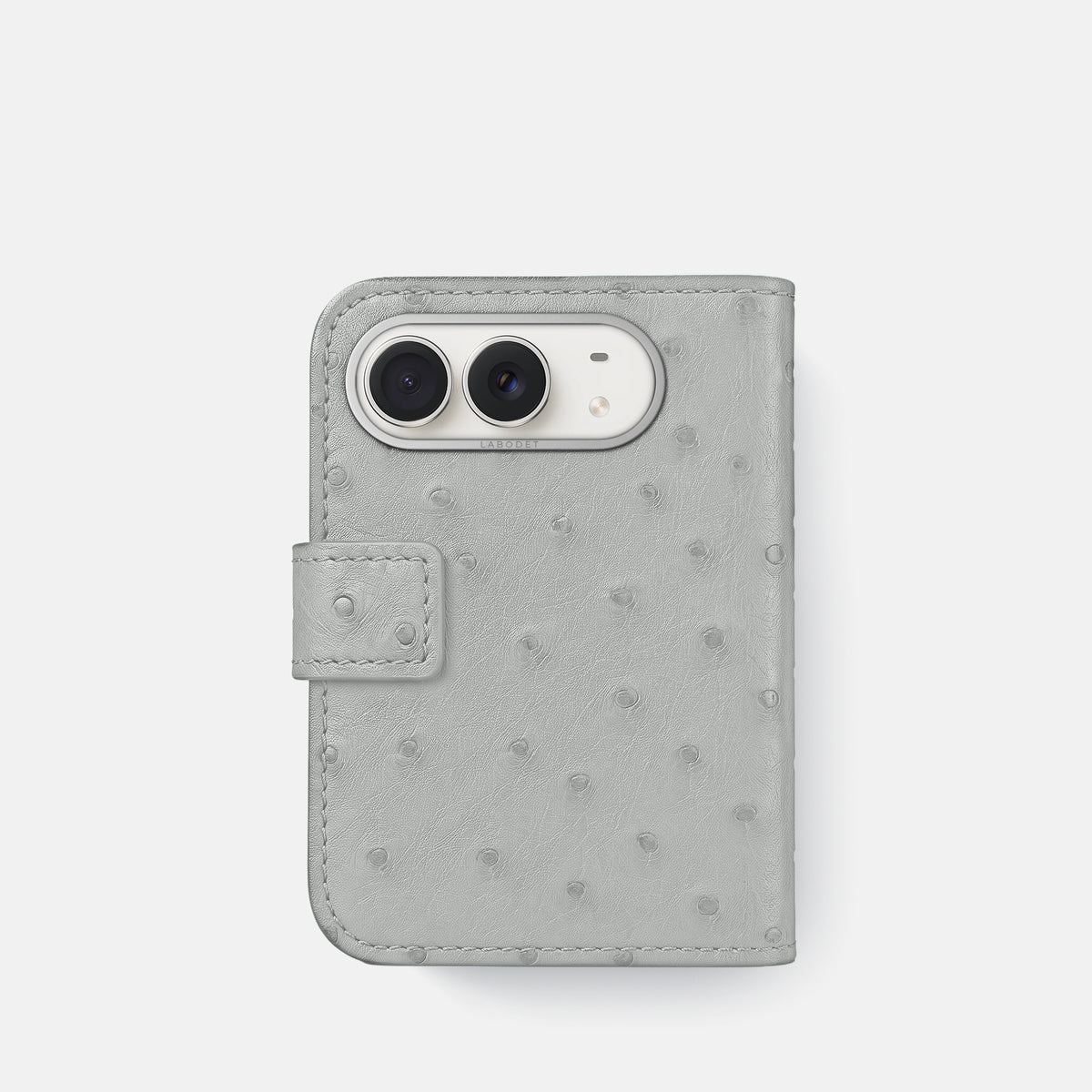 Folio Case For iPhone Duo In Ostrich -3 | White-Steel