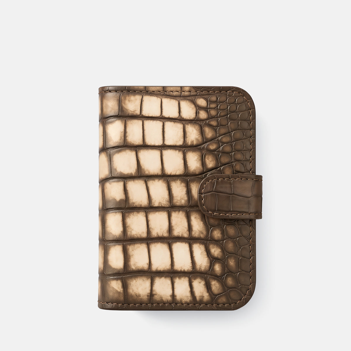Folio Case For iPhone Duo In Patina Alligator -2 | Etoupe-Black