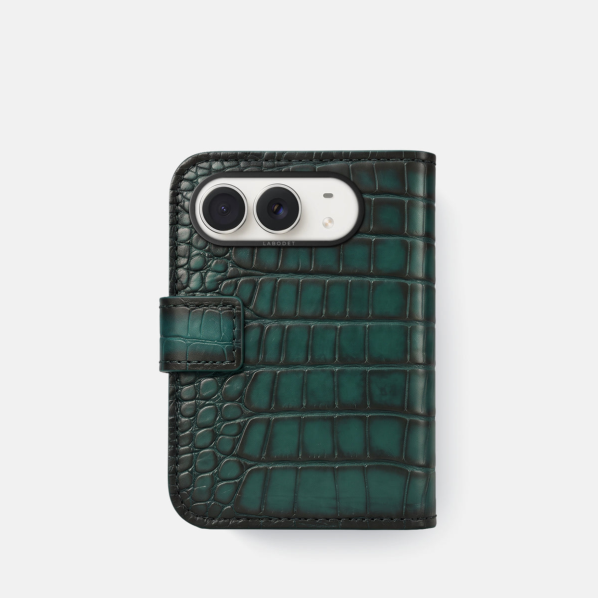 Folio Case For iPhone Duo In Patina Alligator -3 | Green-Black