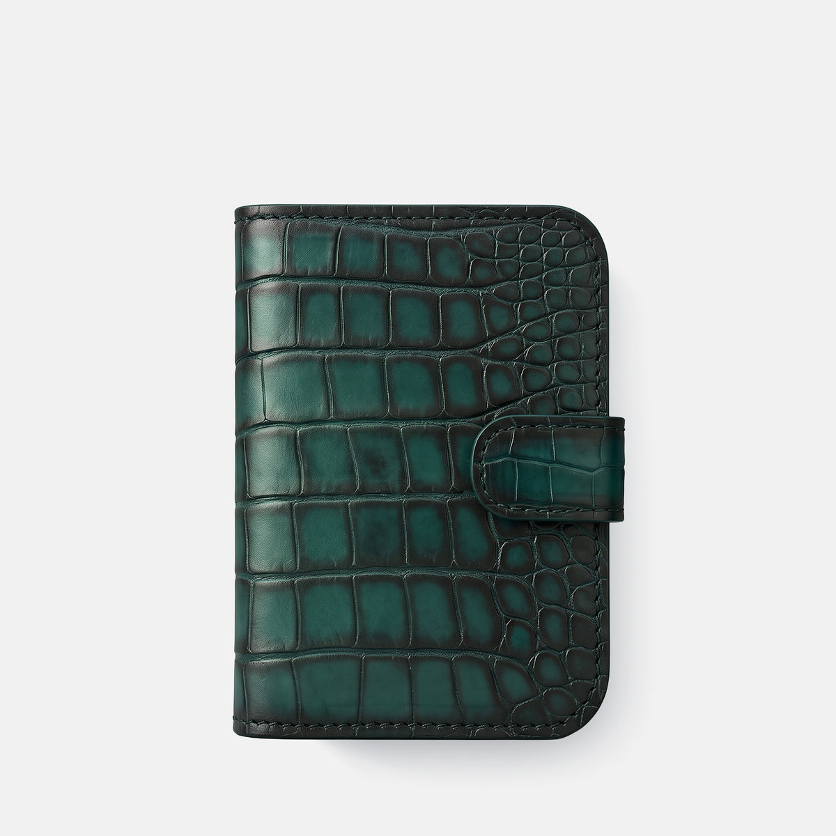 Folio Case For iPhone Duo In Patina Alligator -2 | Green-Steel