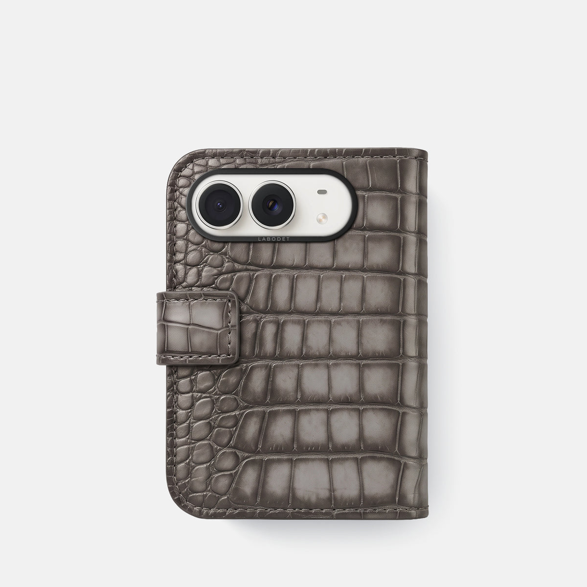 Folio Case For iPhone Duo In Patina Alligator -3 | Grey-Black