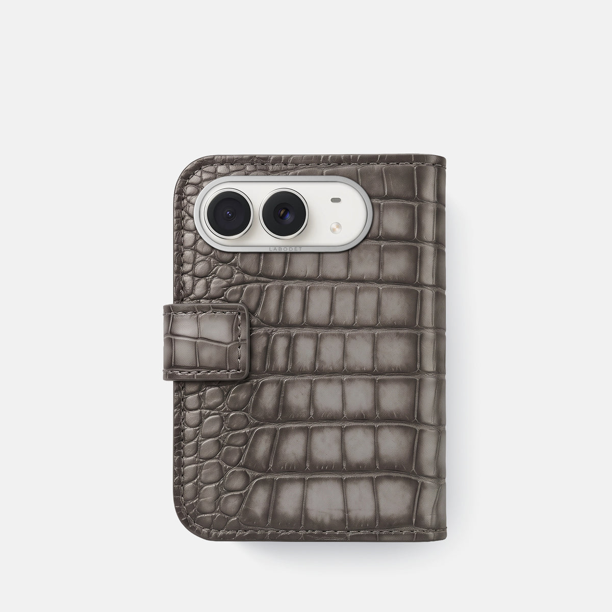 Folio Case For iPhone Duo In Patina Alligator -3 | Grey-Steel