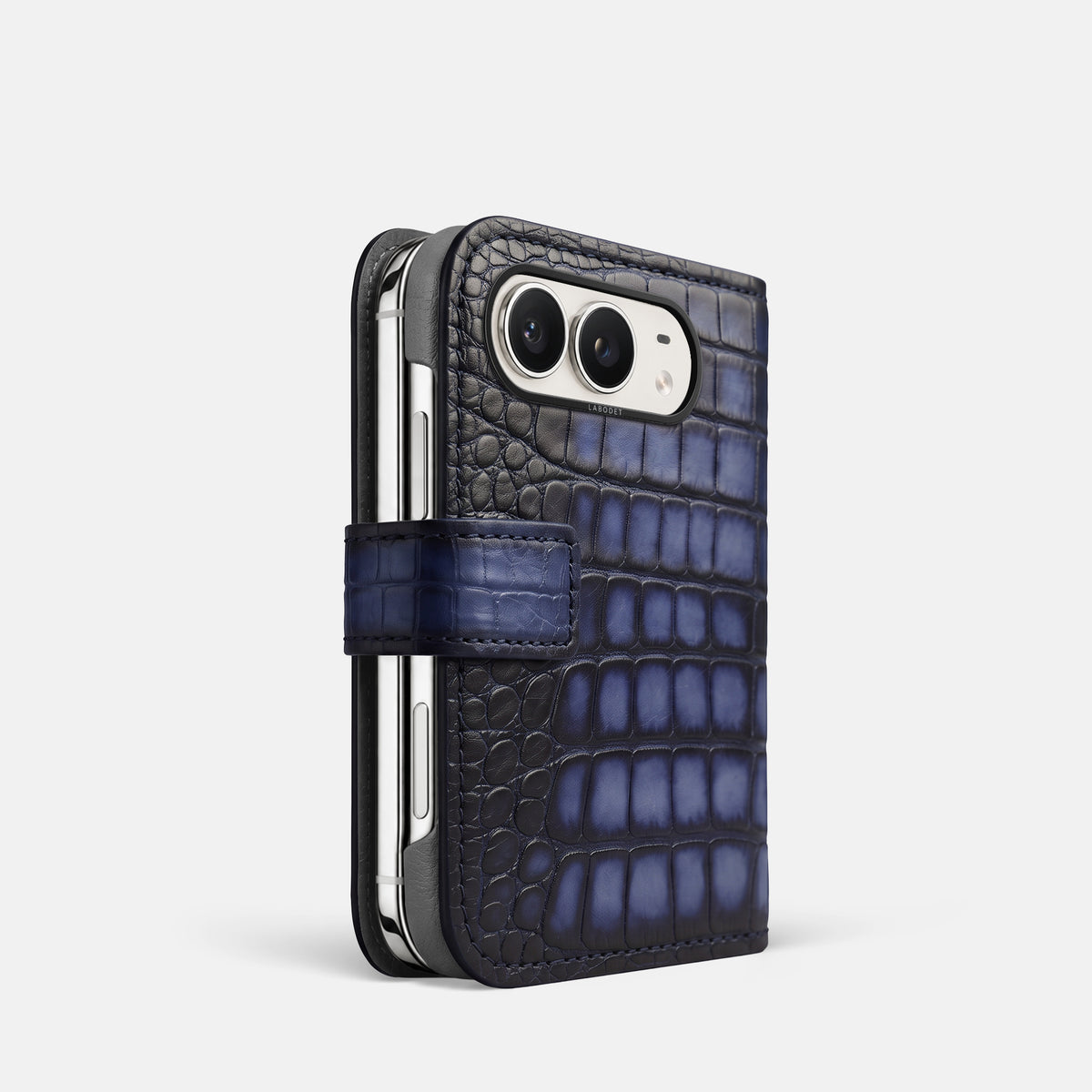 Folio Case For iPhone Duo In Patina Alligator -1 | Havana-Blue-Black