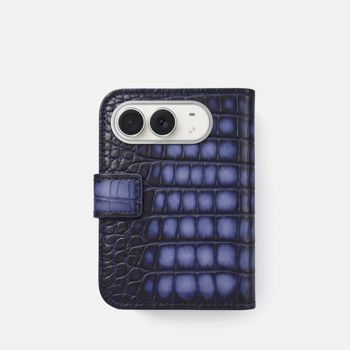 Folio Case For iPhone Duo In Patina Alligator -3 | Havana-Blue-Steel