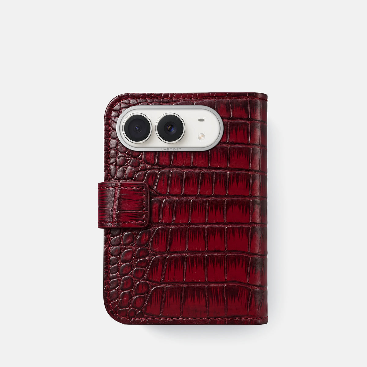 Folio Case For iPhone Duo In Patina Alligator -3 | Havana-Burgundy-Steel