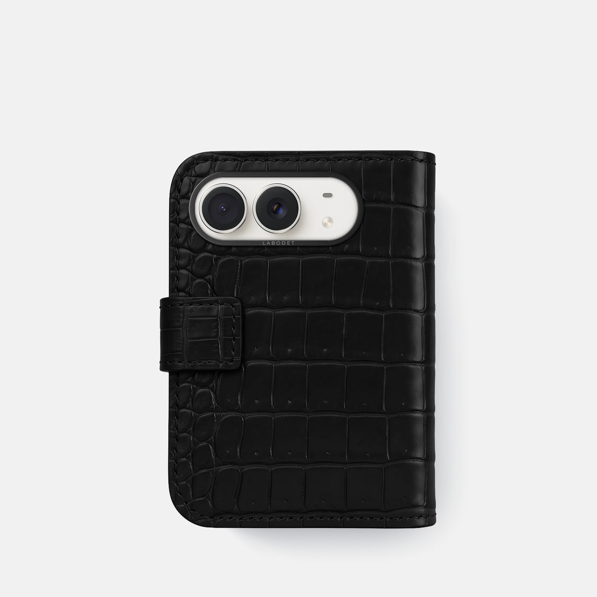 Folio Case For iPhone Duo In Porosus Crocodile -3 | Black-Black