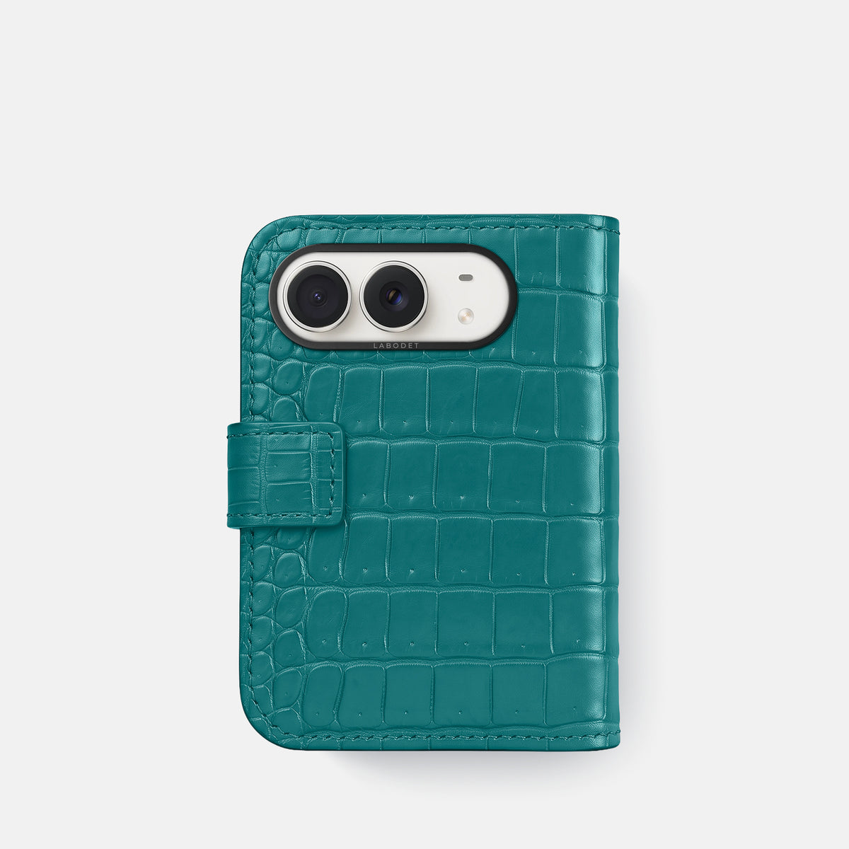 Folio Case For iPhone Duo In Porosus Crocodile -3 | Celadon-Black