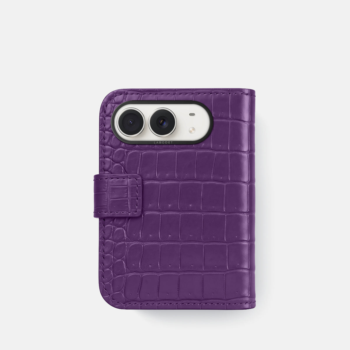 Folio Case For iPhone Duo In Porosus Crocodile -3 | Purple-Black