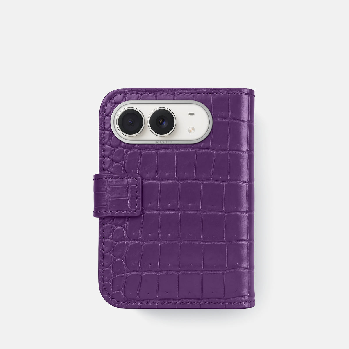 Folio Case For iPhone Duo In Porosus Crocodile -3 | Purple-Steel