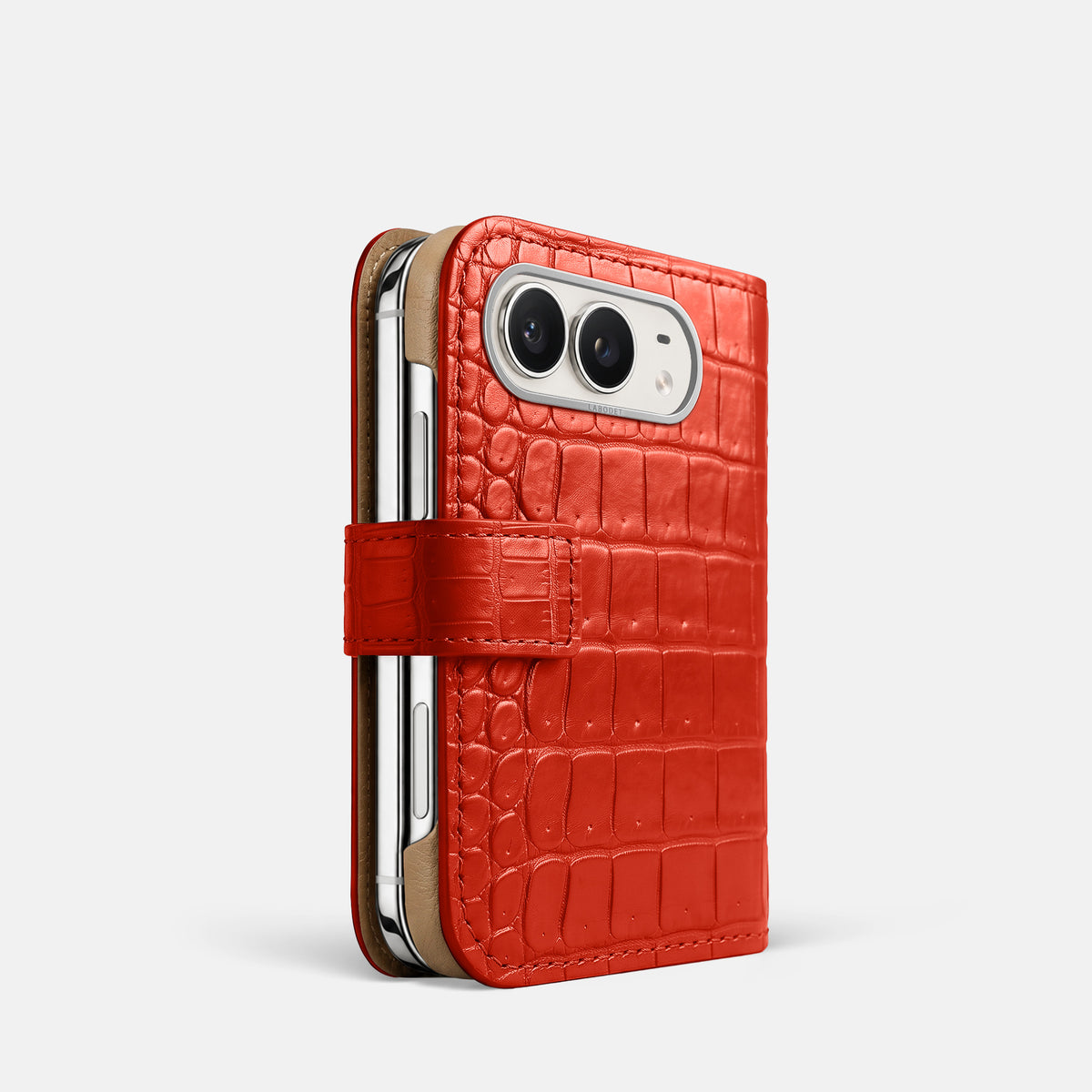 Folio Case For iPhone Duo In Porosus Crocodile -1 | Rust-Steel