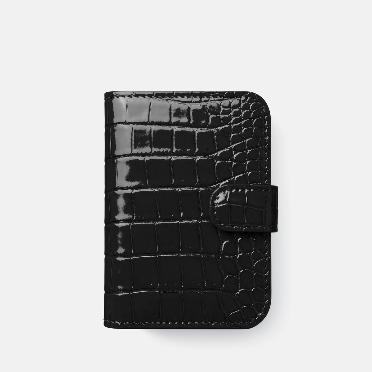Folio Case For iPhone Duo In Shiny Alligator -2 | Black-Black