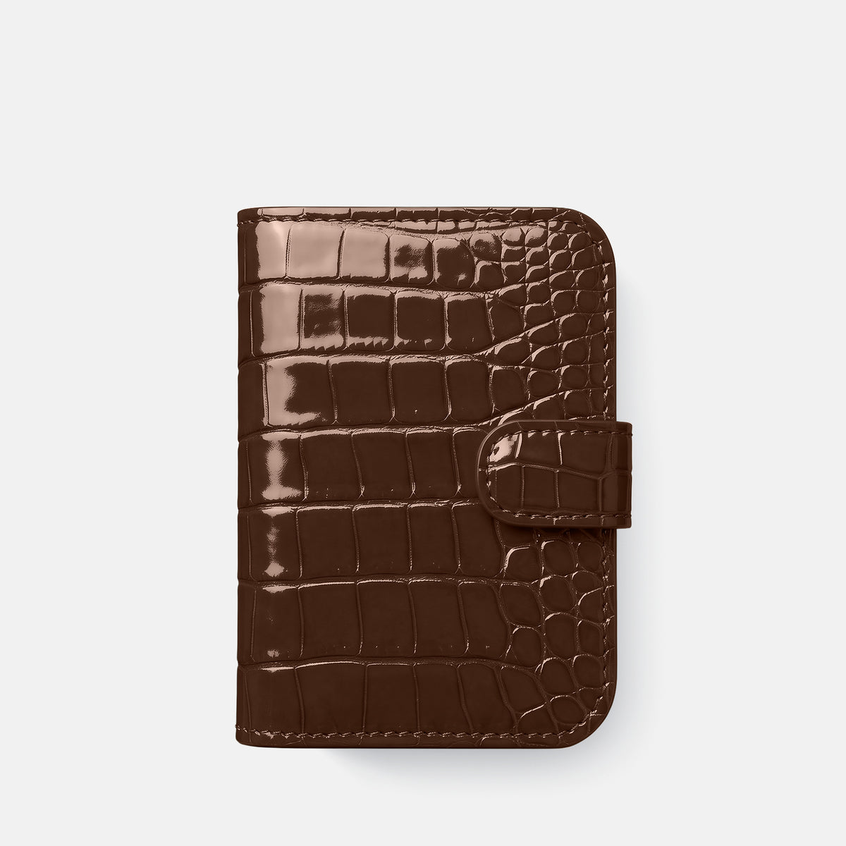 Folio Case For iPhone Duo In Shiny Alligator -2 | Brown-Steel