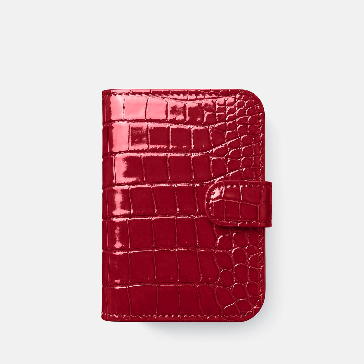 Folio Case For iPhone Duo In Shiny Alligator -2 | Cherry-Black
