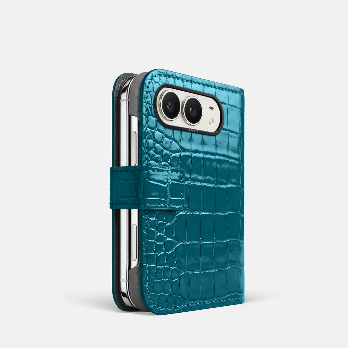 Folio Case For iPhone Duo In Shiny Alligator -1 | Curacao-Black