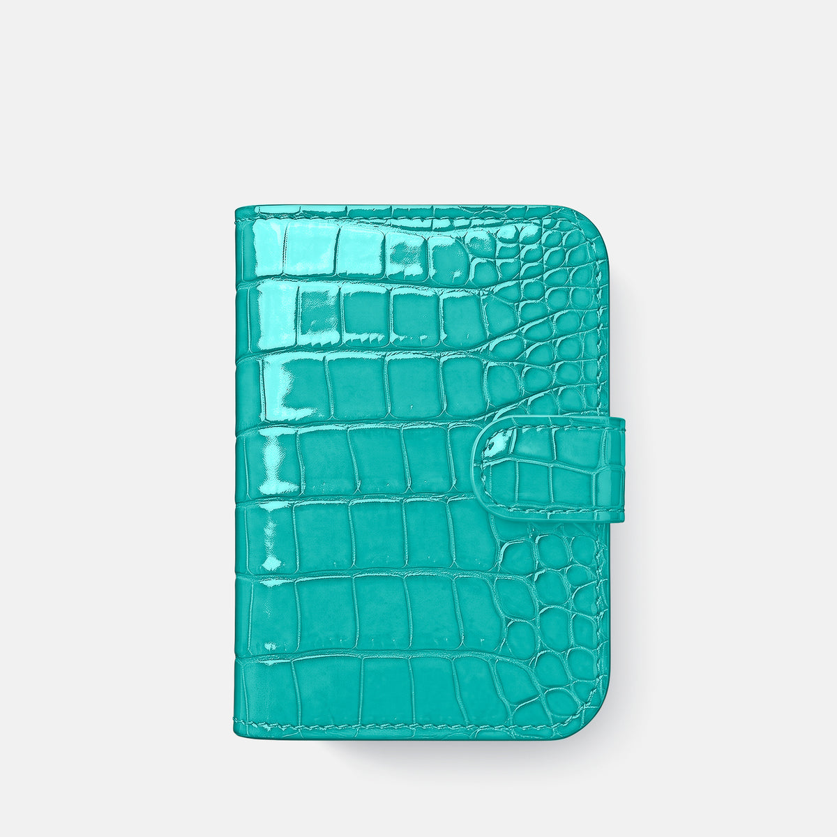 Folio Case For iPhone Duo In Shiny Alligator -2 | Mint-Black
