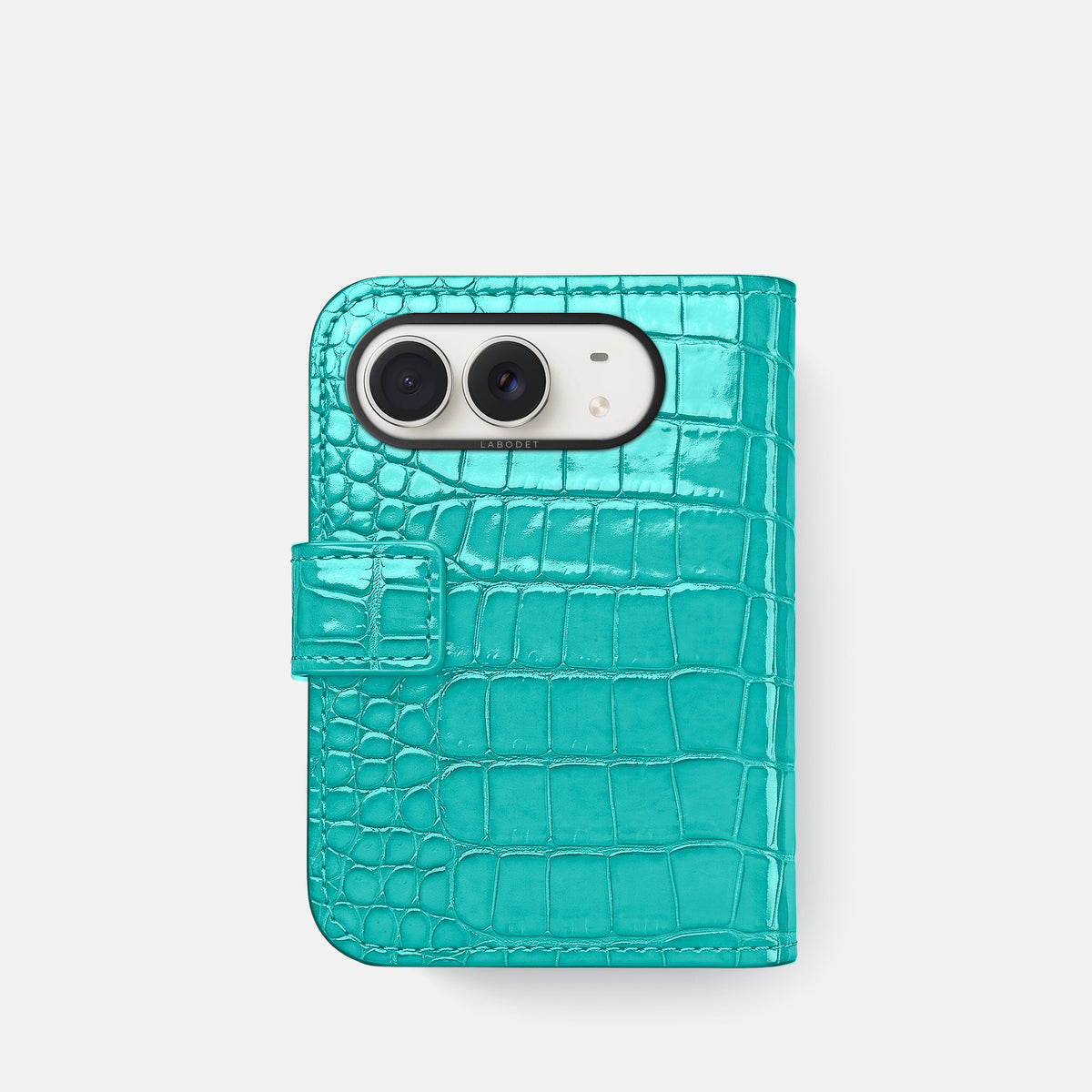 Folio Case For iPhone Duo In Shiny Alligator -3 | Mint-Black