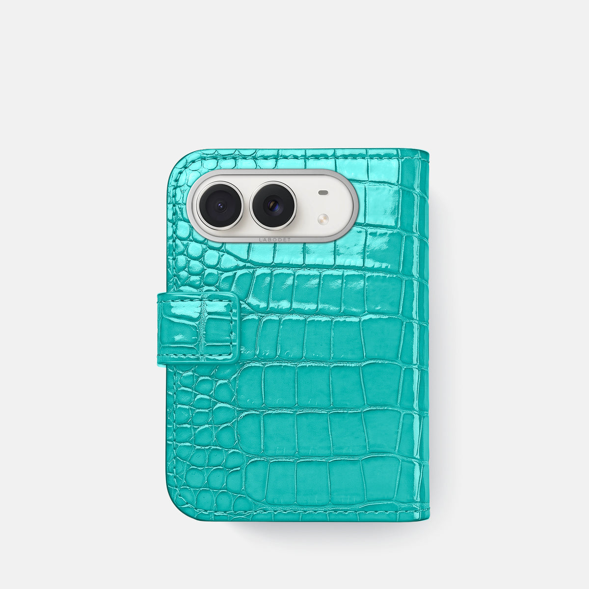 Folio Case For iPhone Duo In Shiny Alligator -3 | Mint-Steel