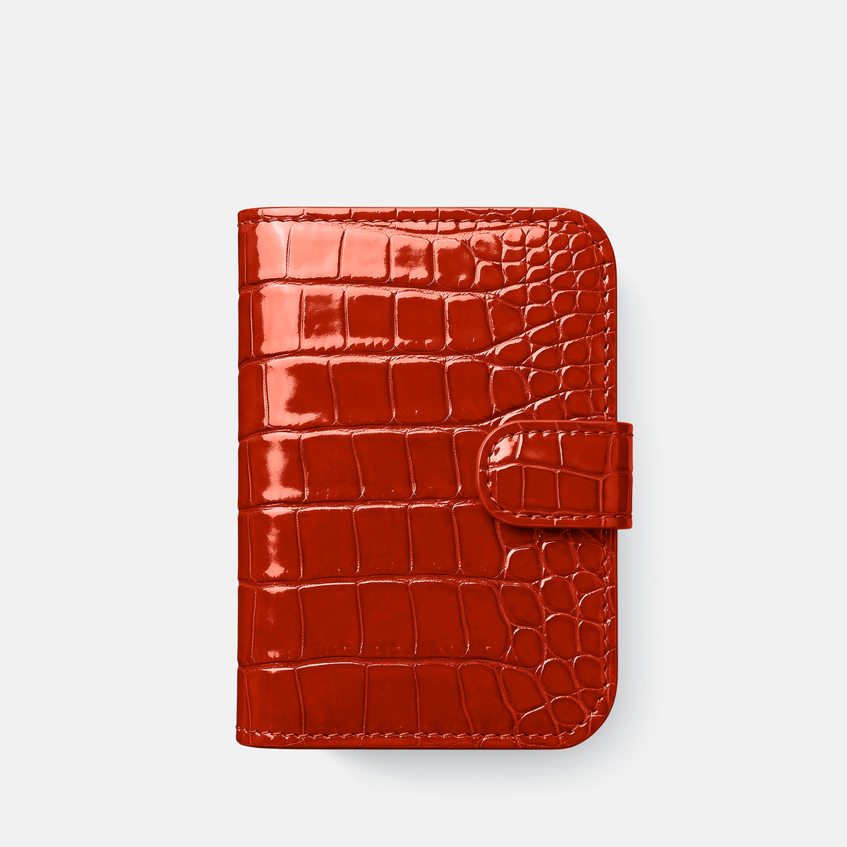 Folio Case For iPhone Duo In Shiny Alligator -2 | Orange-Black