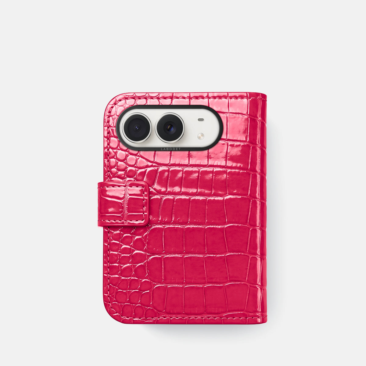 Folio Case For iPhone Duo In Shiny Alligator -3 | Pink-Panther-Black