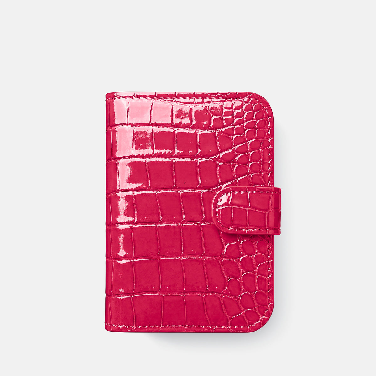 Folio Case For iPhone Duo In Shiny Alligator -2 | Pink-Panther-Steel