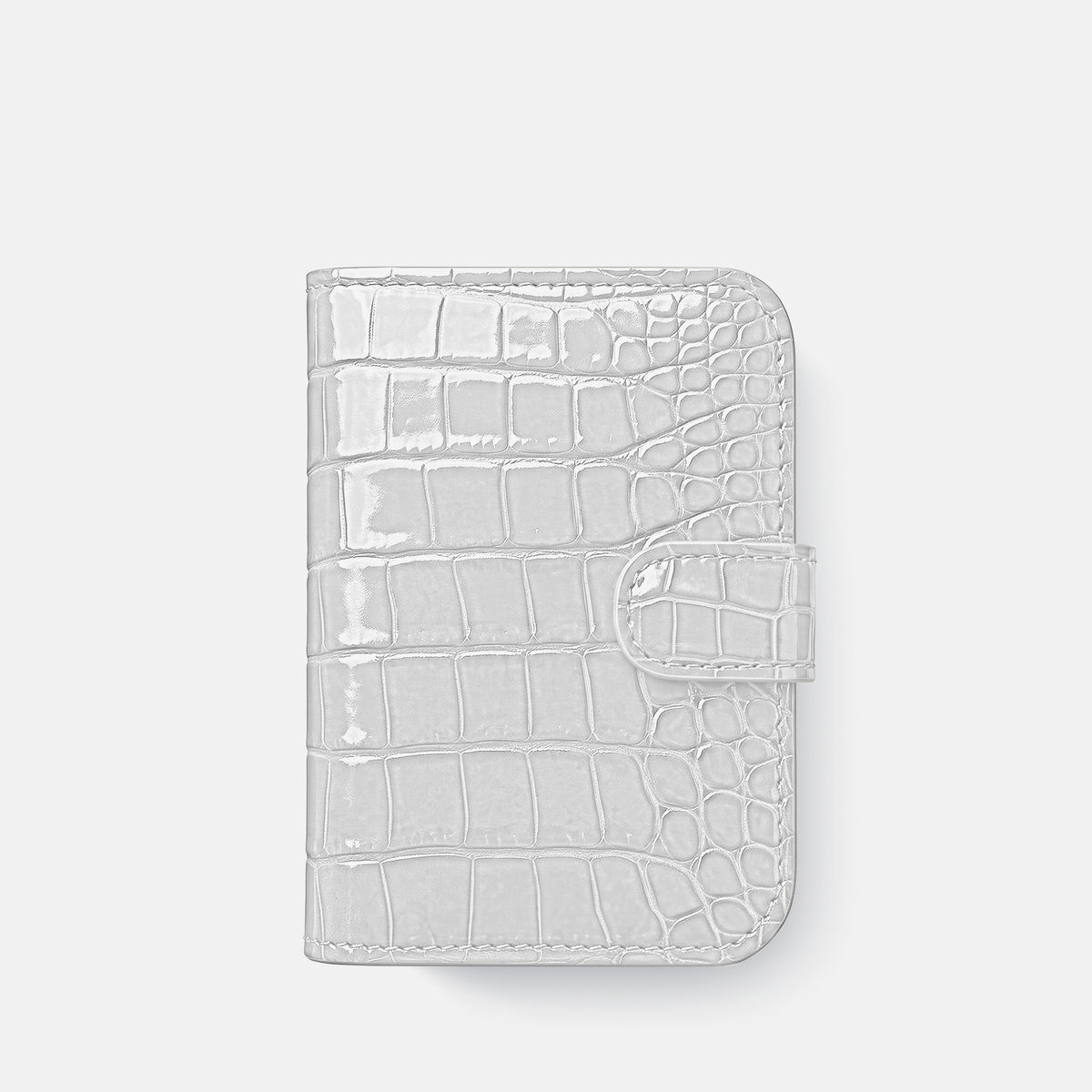 Folio Case For iPhone Duo In Shiny Alligator -2 | White-Black