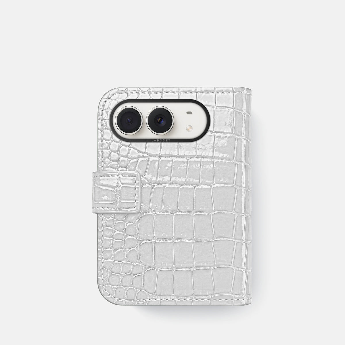 Folio Case For iPhone Duo In Shiny Alligator -3 | White-Black