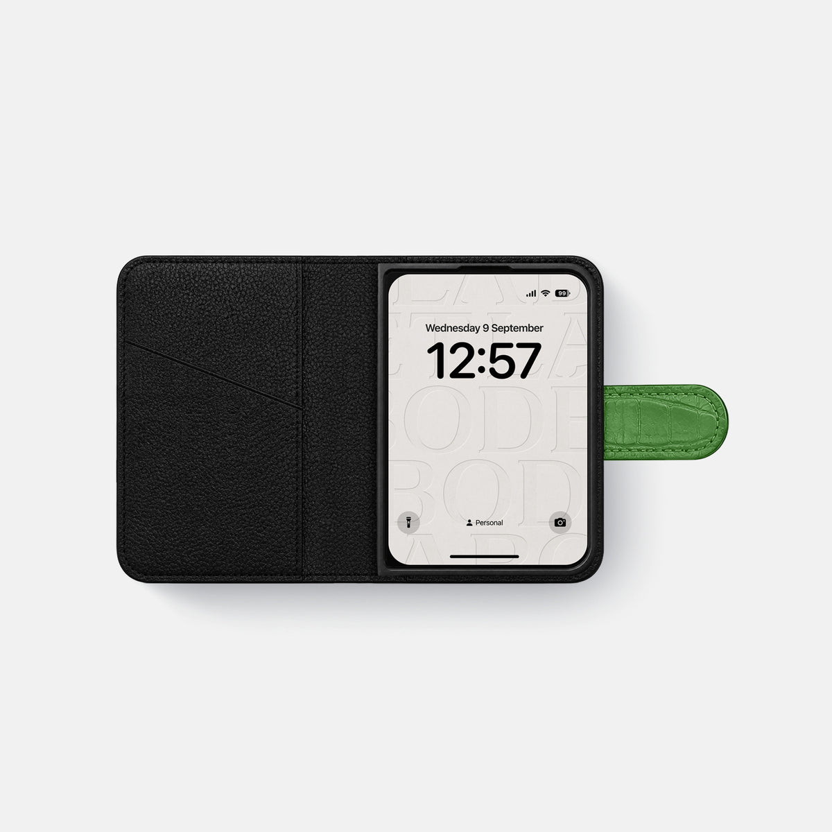 Folio Case For iPhone Ultra In Alligator -4 | Apple-Green-Black