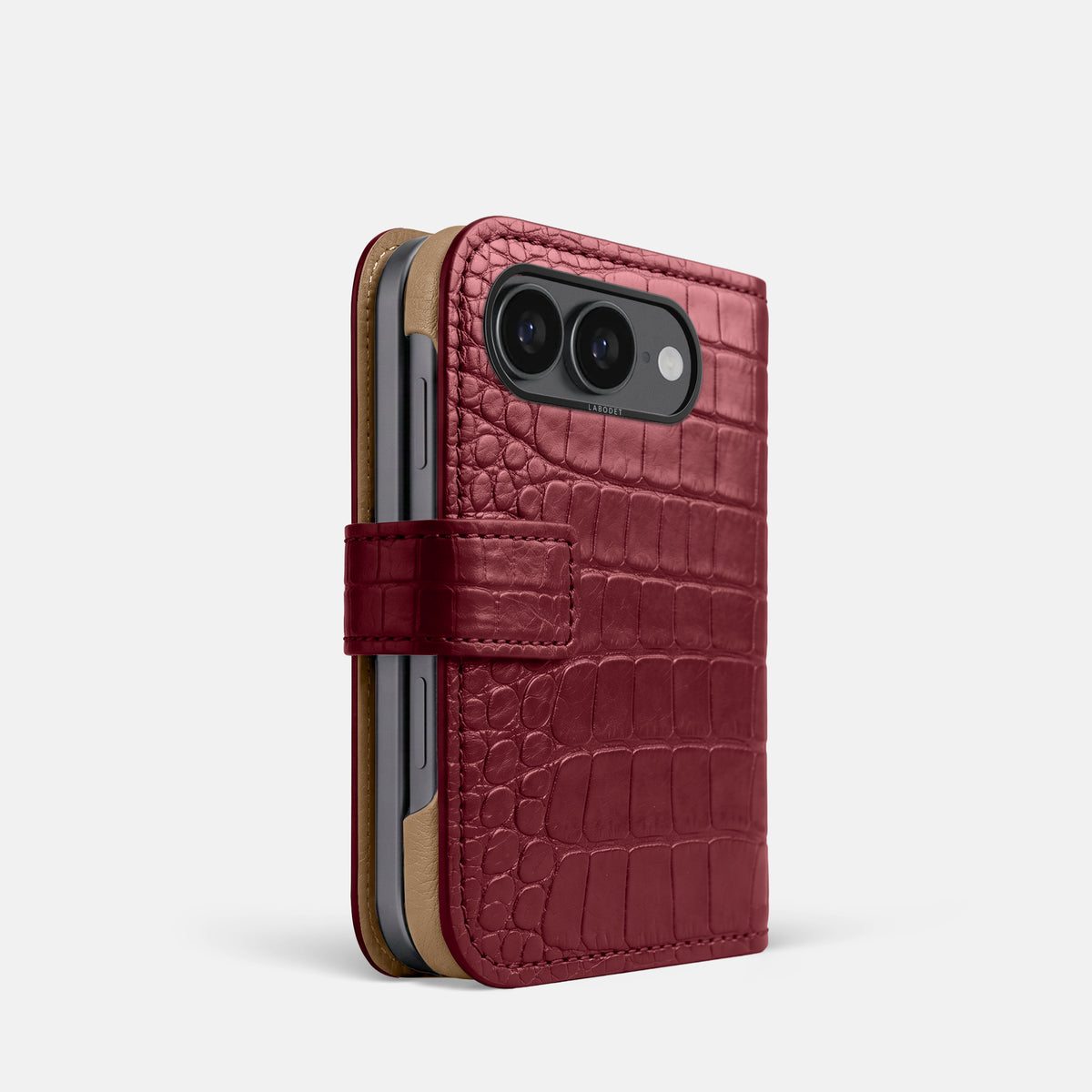 Folio Case For iPhone Ultra In Alligator -1 | Burgundy-Black
