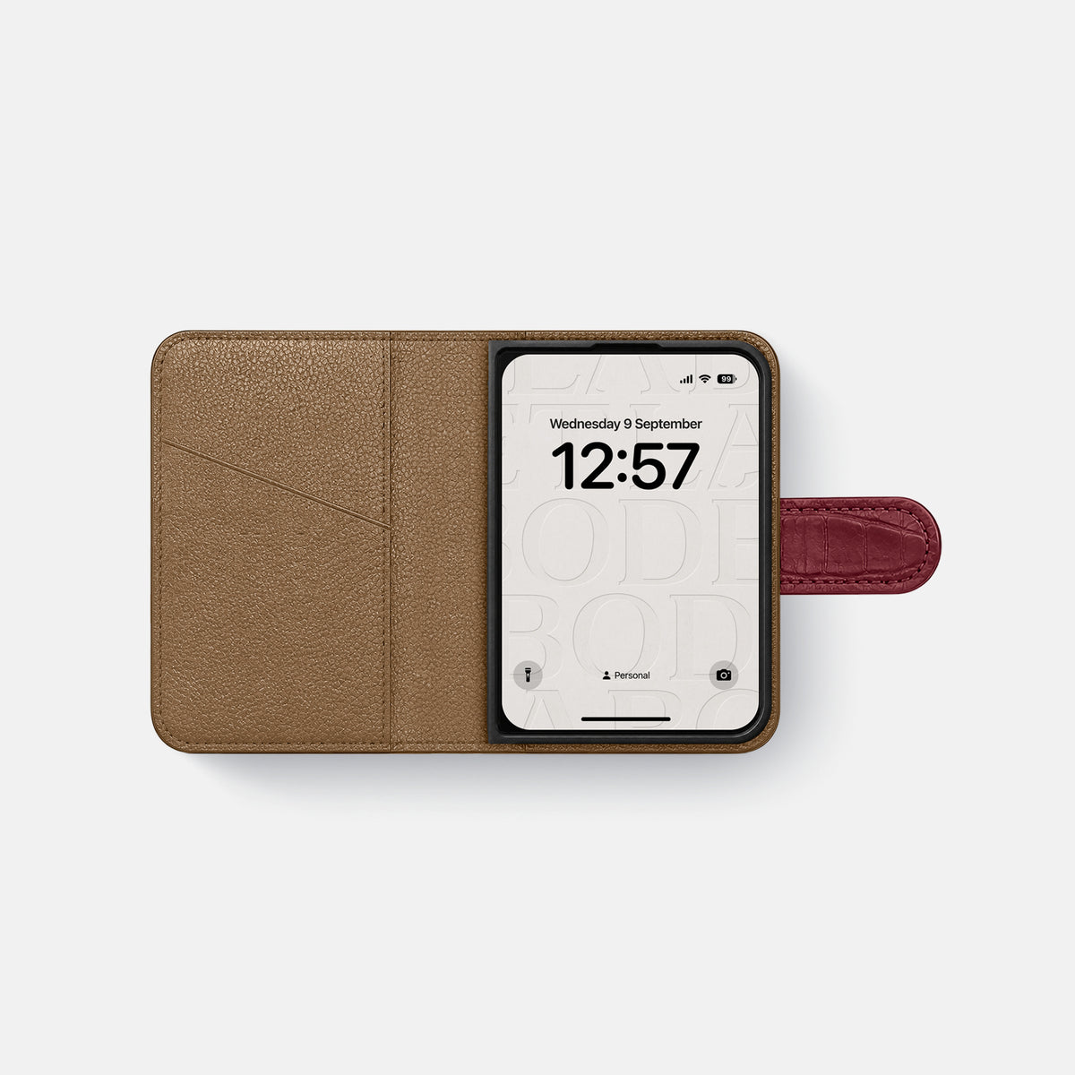 Folio Case For iPhone Ultra In Alligator -4 | Burgundy-Black