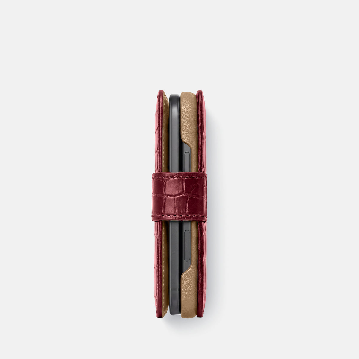 Folio Case For iPhone Ultra In Alligator -5 | Burgundy-Black