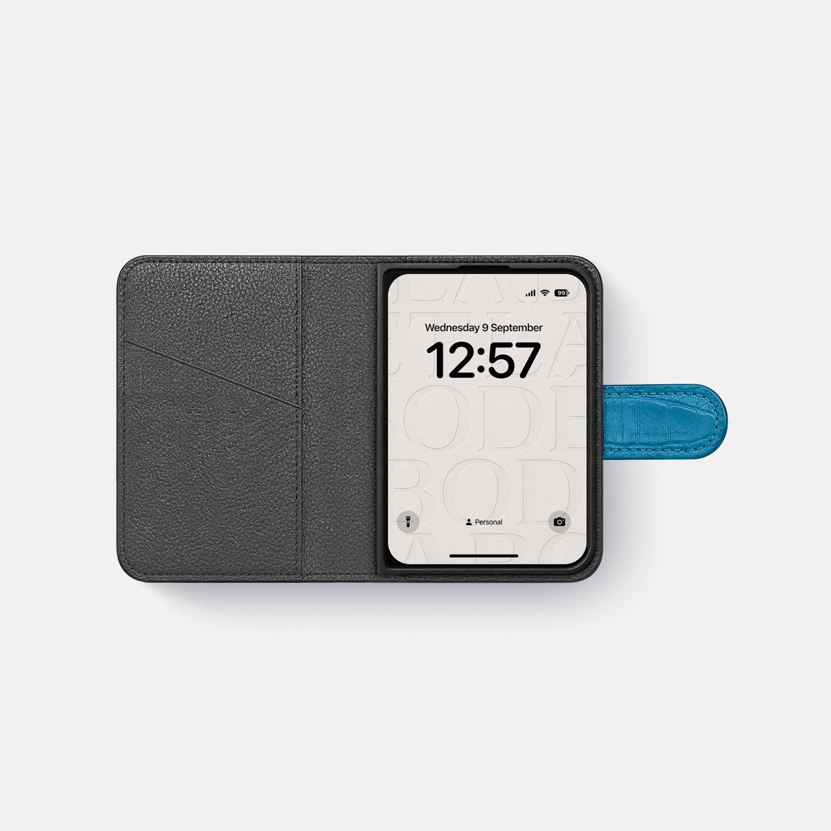 Folio Case For iPhone Ultra In Alligator -4 | Curaçao-Blue-Steel