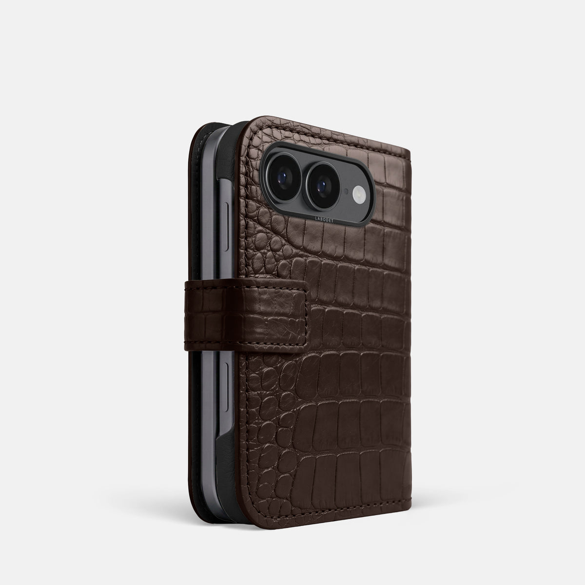 Folio Case For iPhone Ultra In Alligator -1 | Dark-Brown-Black