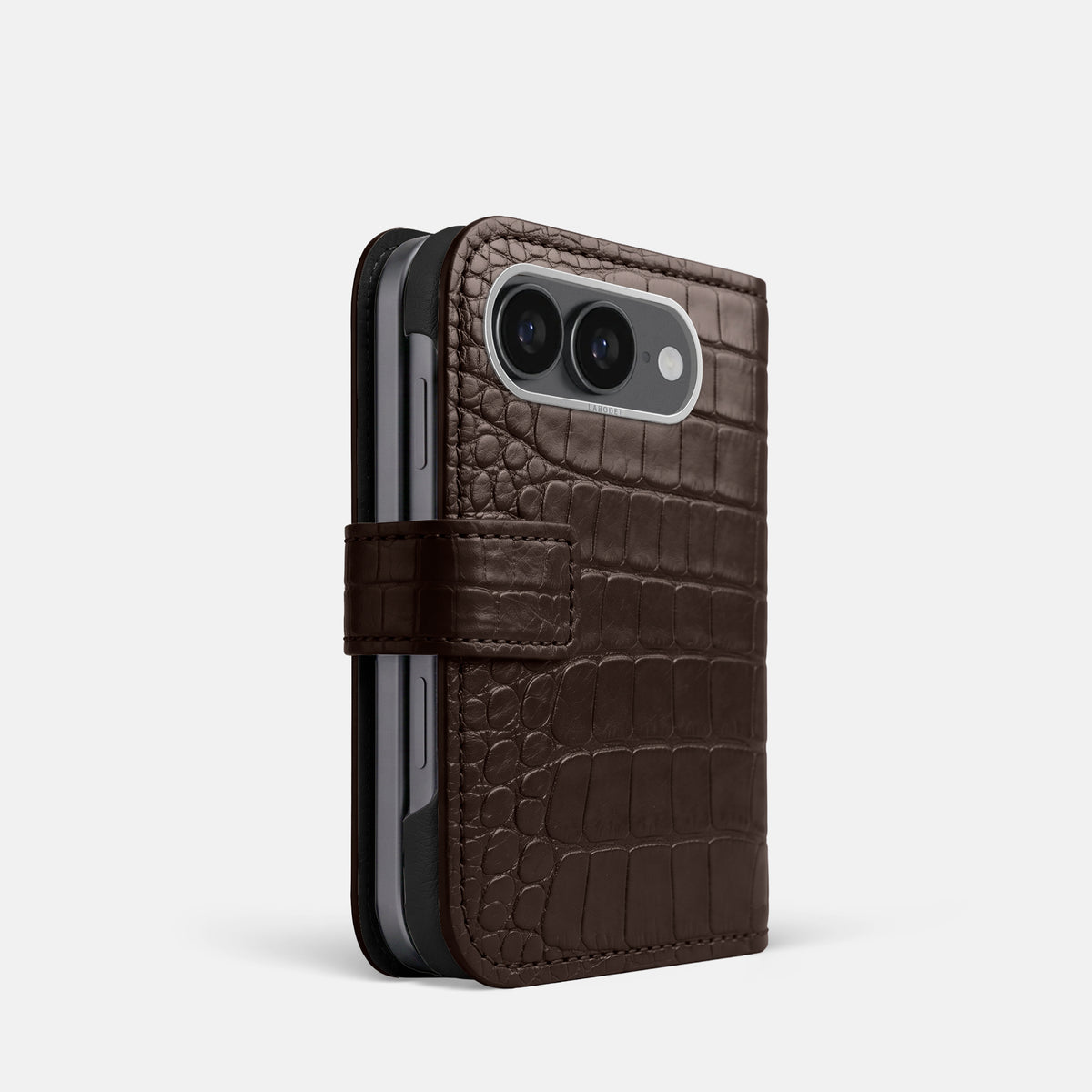 Folio Case For iPhone Ultra In Alligator -1 | Dark-Brown-Steel