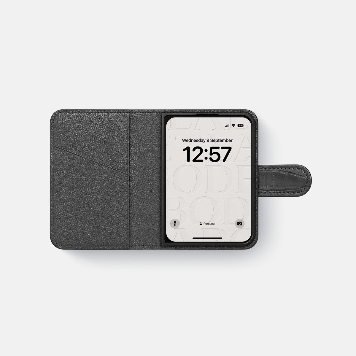 Folio Case For iPhone Ultra In Alligator -4 | Grey-Black
