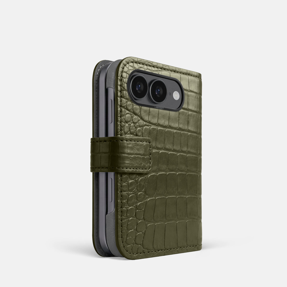 Folio Case For iPhone Ultra In Alligator -1 | Kaki-Green-Black