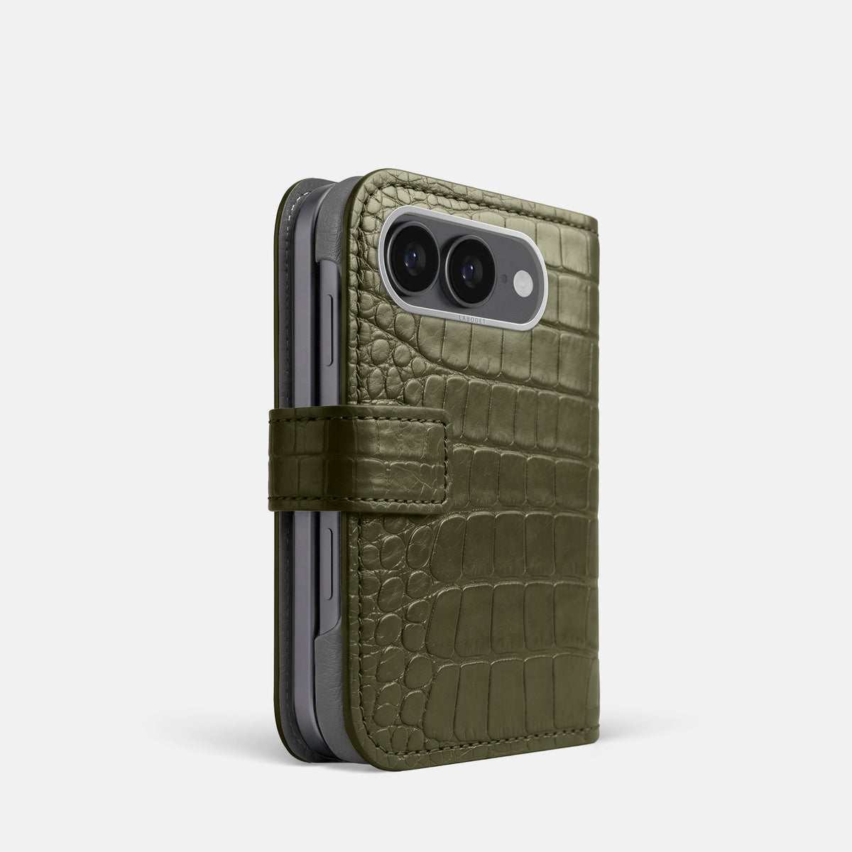 Folio Case For iPhone Ultra In Alligator -1 | Kaki-Green-Steel