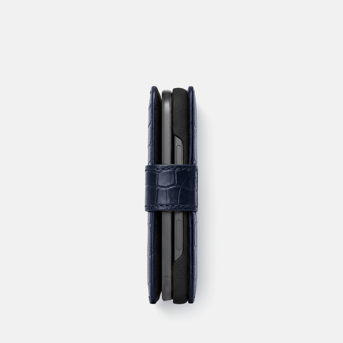 Folio Case For iPhone Ultra In Alligator -5 | Navy-Blue-Steel