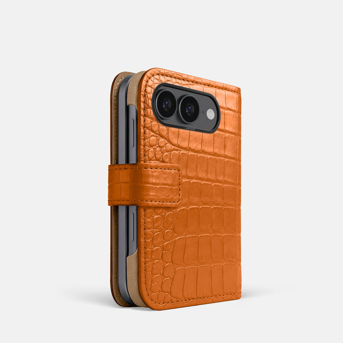 Folio Case For iPhone Ultra In Alligator -1 | Orange-Black