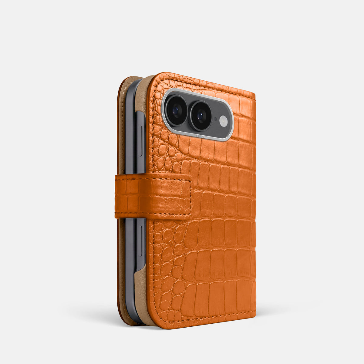 Folio Case For iPhone Ultra In Alligator -1 | Orange-Steel