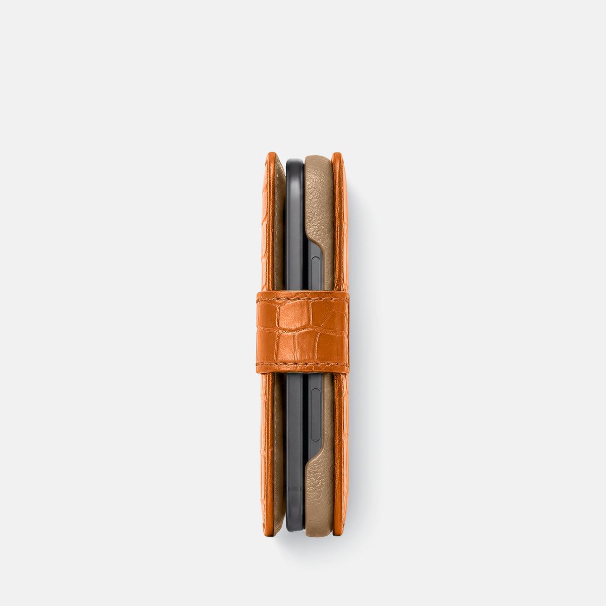 Folio Case For iPhone Ultra In Alligator -5 | Orange-Steel